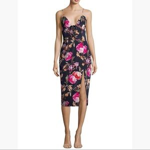 NICHOLAS Lucile Floral Corset Bra Dress - Navy